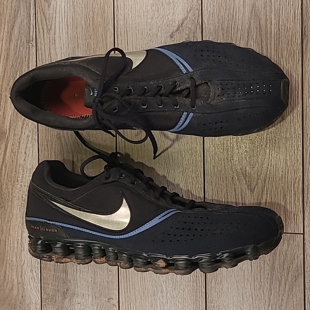NIKE SHOX Saya Black Blue Athletic Running Shoes Sz 12.5 RARE‎ VTG 316471-001